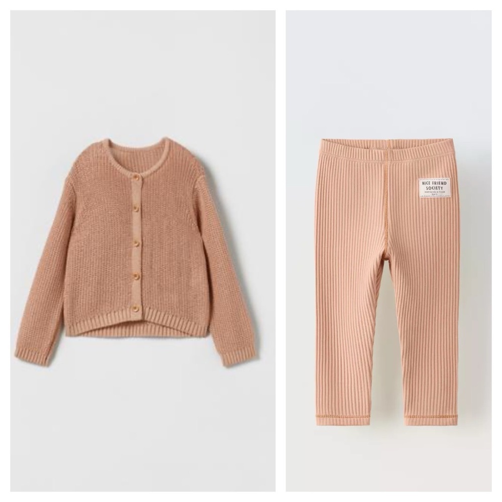 Zara Open Knit Cardigan & Ribbed Legging